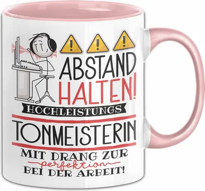 Produktbild von Tonmeisterin Tasse Geschenk Lustig Abstand Halten Hochleistungs-Tonmeisterin Mit Drang Zur Perfektion Bei Der Arbeit (Rosa)