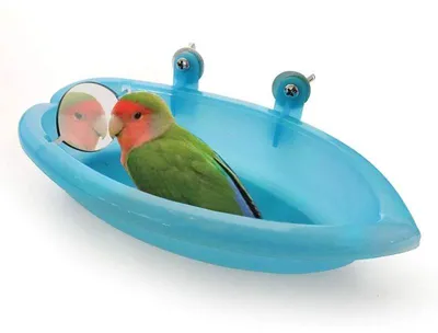 Produktbild von Papageienbadewanne mit Haustierspiegel, Vogelkäfigzubehör, Duschspiegel, Vogelkäfig, Spielzeug für kleine Vögel