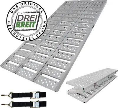 Produktbild von DREIBREIT by TRUTZHOLM 2-fach Auffahrrampe klappbar 215cm Tragkraft 1020kg Alu Verladerampe gelocht
