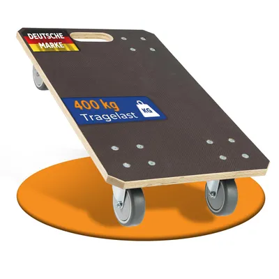 Produktbild von Rollbrett24® Light – Transportroller 49x30,5cm – 400kg Traglast – 360° kugelgelagerte Rollen & Rutschhemmende 15 mm Siebdruckplatte– Möbelhund Umzug