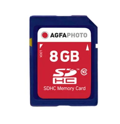 Produktbild von AgfaPhoto 8GB SDHC, 8192 MB, Secure Digital Hochkapazität (SDHC), 100000 Zyklen pro logischen Sektor, 24 mm, 32 mm, 2.1 mm