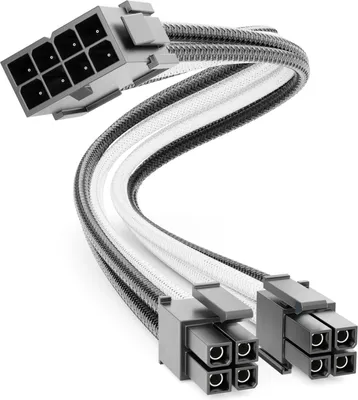 Produktbild von deleyCON 4+4-Pin EPS CPU Prozessor Strom Kabel Intern 30 cm - 18 AWG PSU Mainboard Motherboard PC Computer Netzteil Nylon Stromkabel Stromversorgung Stecker auf Buchse - Schwarz Weiß