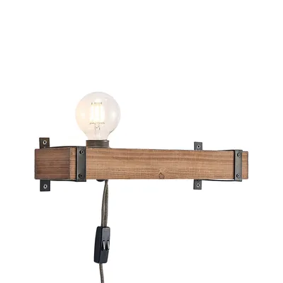 Produktbild von Lindby Wandleuchte Sverina, 40 cm, Holz, Stecker, E27