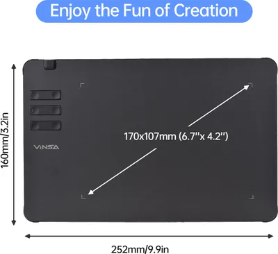 Obrázok produktu pre VINSA T605 Grafický kresliaci tablet Ultratenký umelecký skicár so stylusom bez batérií 8 hrotov pera 8192 úrovní prítlaku 6 prispôsobených klávesových skratiek Kompatibilný s Windows Android OTG 6,7''x 4,2'' na kreslenie Projektovanie Výučba Online kurzy Učitelia Študenti