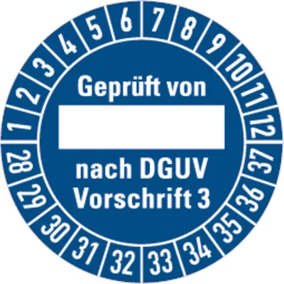 Produktbild von Dreifke® Prüfplakette von, nach DGUV Vorschrif - 30 mm Dokumentenfoli...