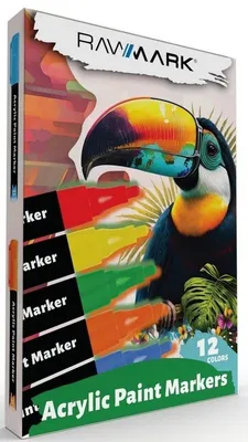 Image de Marqueurs acryliques Rawmark, 12 couleurs