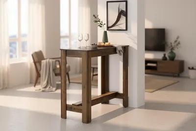 Produktbild von Bartisch >Modesto< in anthrazit, Old Style dunkel - 115x103x50 (BxHxT)