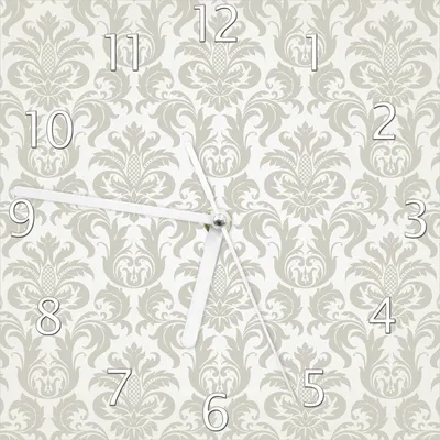 Produktbild von Wallario Design Wanduhr Königliche Schnörkelei in weiß und beige aus Echtglas, Größe 20 x 20 cm