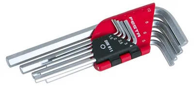Zdjęcie produktu dla FESTA Zestaw kluczy klucz sześciokątnyowych CrV 1,5-10mm 9 szt. 18496.01