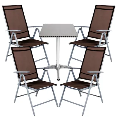 Produktbild von Bistrogarnitur 5-teilig Aluminium - Textilen / Schokobraun