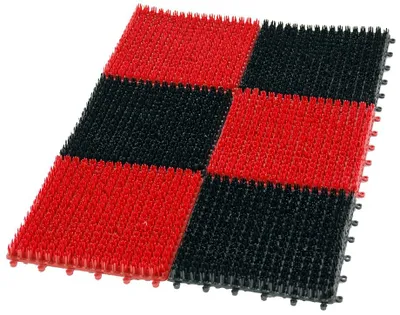 Produktbild von 6-teilige Fußmatte aus Kunststoff mit Grasmuster, 36 × 55 cm, schwarz/rot – Fußmatte 67984