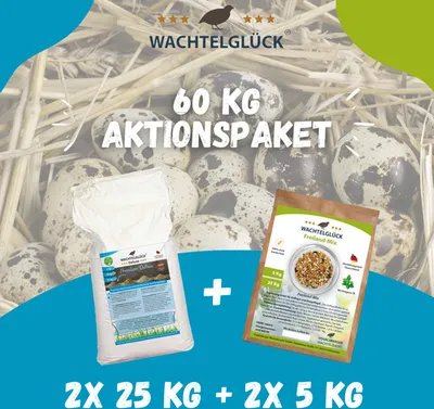 Produktbild von WachtelGlück® Premium Deluxe 50 Kg + 10 Kg Freiland-Mix