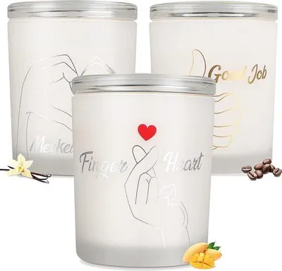 Image de Ensemble de 3 bougies parfumées Unyqoos® en verre – Lavande, cire de soja, 3 x 320 g, durée de combustion jusqu'à 70 heures, 9 cm de hauteur x 10 cm de diamètre, mèches sans plomb, cadeau pour femmes