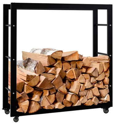 Obrázok produktu pre Stojan na drevo Keri s kolieskami 25x80x80, čierny kov