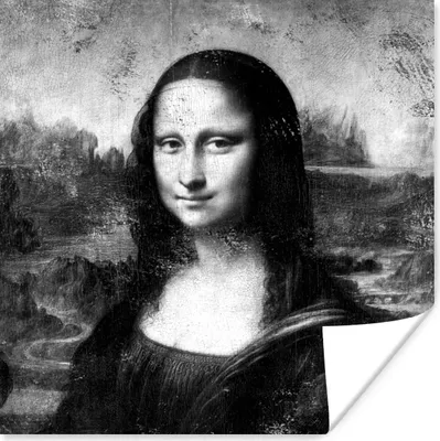 Produktbild von MuchoWow® Poster Mona Lisa - Leonardo da Vinci - Schwarz - Weiß 50x50 cm - Wohnzimmerdekoration