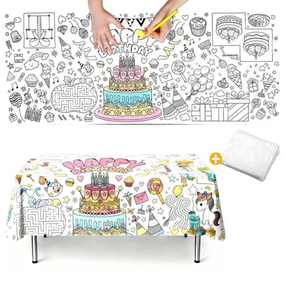 Productafbeelding van Tafelkleed voor verjaardagstaart, 183x76 cm, wit