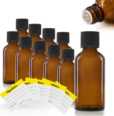 Obrázek produktu pro 10 x 30 ml lahvička s kapátkem, hnědé sklo, černé víčko