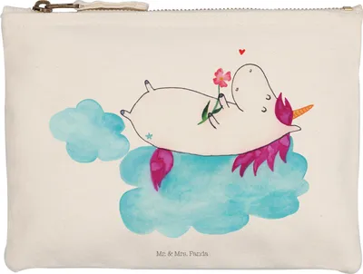 Produktbild von Mr. & Mrs. Panda Kulturbeutel Einhorn Verliebt Größe M - Weiß - Geschenk, Kulturtasche, Freundin, Etui, kosmetiktäschchen, Einhörner, Unicorn, Kosmetiktasche, Liebe