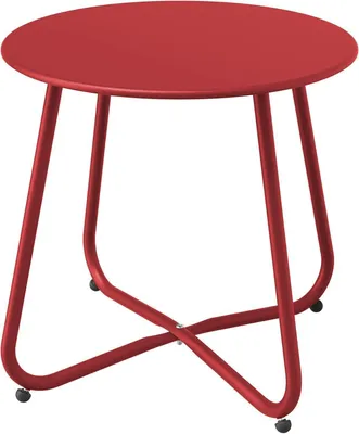 Produktbild von Beistelltisch Kaffeetisch Rund Garten Outdoor Stabil Leicht 45x45cm Rot