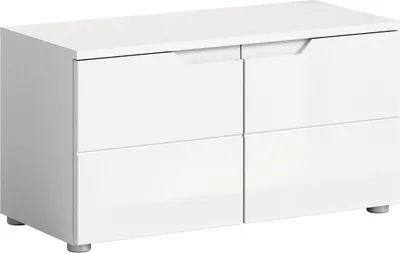 Image de Solero banc avec rangement 2 portes blanc brillant, blanc.