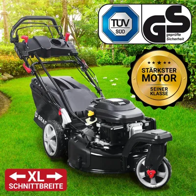 Produktbild von BRAST Benzin Rasenmäher Trike mit Antrieb | 5,2kW(7PS) | Elektrostart | 53cm Schnittbreite | viele Modelle | 4 Takt OHV Motor | 30-80mm Schnitthöhe | 60L Fangkorb | Stahlgehäuse | ESTART