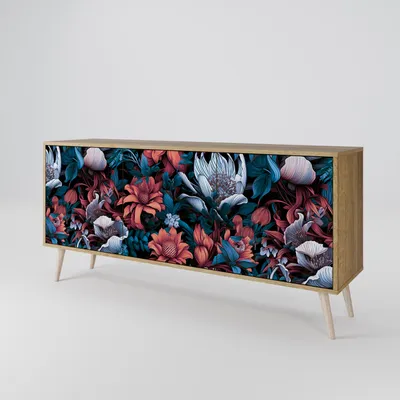 Produktbild von Spacerebels Kommode mit 3 Türen - Sideboard Komodenschrank - Highboard - Kleiderschrank Möbel - Wohnzimmer Schlafzimmer - 57,5×111×42 (HxBxT)