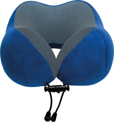Produktbild von Reisekissen für den Nacken Dr.Bacty - blau. Inklusive Ohrstöpsel und Augenbinde.