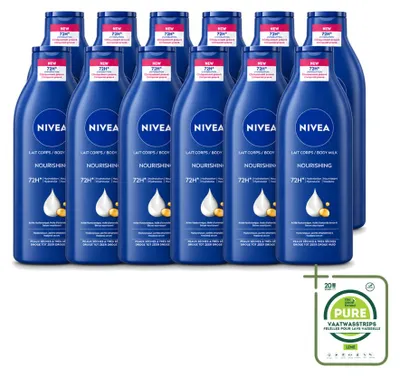 Immagine prodotto di 12 confezioni di crema corpo NIVEA - per pelli secche o molto secche - 400 ml - confezione grande - 12 pezzi