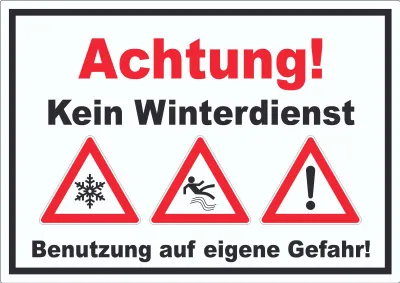 Produktbild von Achtung Kein Winterdienst Aufkleber A9 (37x52mm)