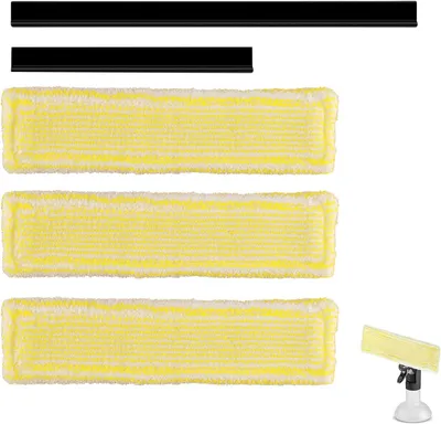 Produktbild von 3 Stück Ersatzpads für Kärcher Fenstersauger Und 2 Stück Gummilippe Ersatzteile Ersatzlippen Mikrofaser Wischbezüge, für WV2 WV5 WV6 Plus Premium Ersatzpads für Fenstersauger Zubehör