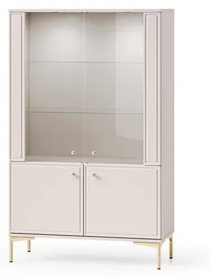 Productafbeelding van FURNLUX Vitrine Sandro, beige, 92 cm / Hoofdkleur: Beige / Afmetingen: 92 x 149 x 40 cm