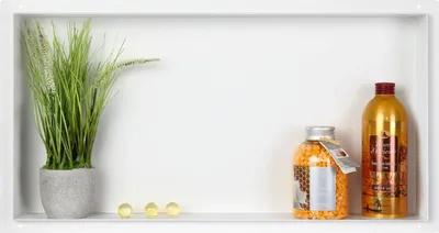 Productafbeelding van BADLAND Inbouw doucheplank WALL BOX NO RIM 30x60x7 cm Wit | RVS doucheplank voor in de muur