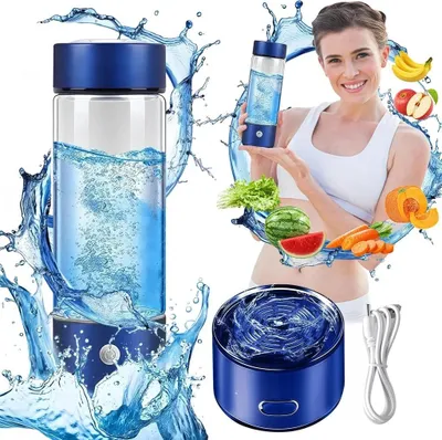 Produktbild von Wasserstoff-Wassergenerator mit PEM-SPE-Technologie, 420ml Wasserstoff Wasserflasche, 3000PPB Wasserflasche, Wasseraufbereitung in 3 Minuten, blau