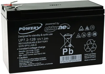 Image de Batterie gel-plomb Powery 12V 7,2Ah