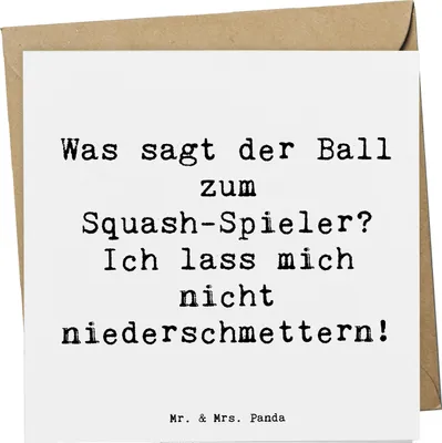Produktbild von Mr. & Mrs. Panda Glückwunschkarte Spruch Squash Humor - Weiß - Geschenk, Teamsport, Sport, doppelkarte, Sportart, Grußkarte, Energie, Ballspiel, Sportler, anlasskarte