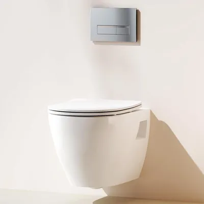 Produktbild von Aica Sanitär GmbH WC Weiß Soft-Close rund wandhängend Keramik 520x375x370mm (TxBxH) inkl. Deckel abnehmbarer Sitz 085