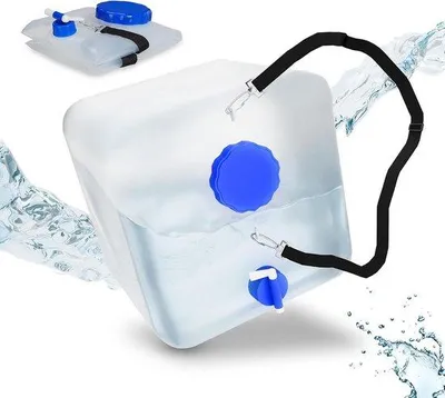 Produktbild von Famanu faltbare Wasserkanister mit Hahn - 2 Stück - Camping-Wassertank - tragbar - 15 L - BPA-frei - transparent