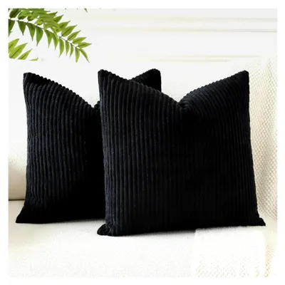 Produktbild von 2er Set Kissenbezüge aus Cord für dekorative Zierkissen 40x40cm Schwarz