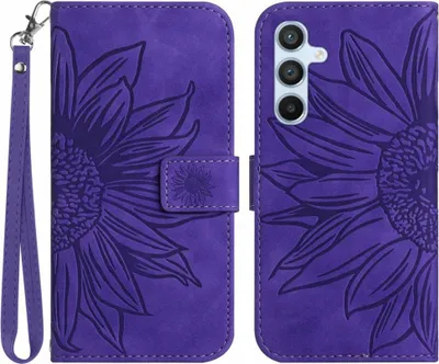Produktbild von Samsung Galaxy A56 Hülle - Coverup Sonnenblume Klapphülle mit Schlüsselband - Violett