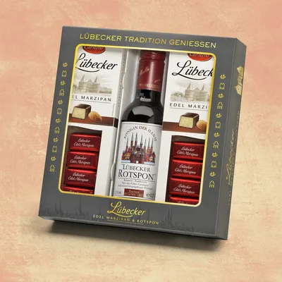Produktbild von Lübecker Edel Marzipan und Lübecker Rotspon Geschenkeset 450g