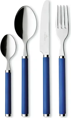 A set of four Villeroy & Boch cutlery pieces with blue handles.