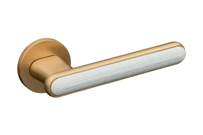 Produktbild von Gavroche Türgriffe Gold Weiß Set Türklinken für Innentüren Drückergarnitur Zimmertür ohne Rosettengarnitur aus Zink Türbeschlag in L-Form