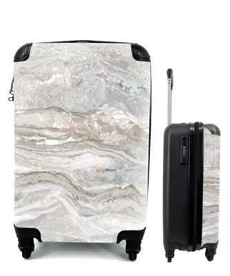 Produktbild von MuchoWow® Koffer Handgepäck Trolley Rollkoffer Kleine Reisekoffer mit 4 Rollen - Marmor - Textur - Grau - Cabin Size < 55x40x23 cm & 55x40x20 cm - Fotokoffer - Kabinenkoffer - Boardgepäck - Reise-Box - Reisekoffer - Reisegepäck - Koffer mit Bild - Trolley für Kinder