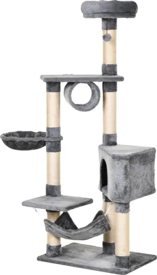 Image de Arbre à chat, plateformes à plusieurs niveaux, construction en bois durable, gris