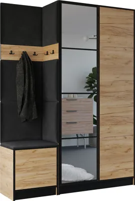 Image de KIER FURNITURE Armoire EDEN, armoire de chambre, penderie, armoire d'entrée, chêne Craft & Pols, 158 x 205 x 39 cm