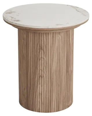 Obrázek produktu pro Odkládací stolek Athens s bílou keramickou deskou na dřevěné podnoži, ø 45 × 50 cm