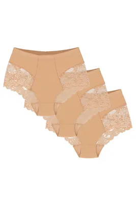 Produktbild von Wolbar dame slip 3er pack spitze miederslip shapewear figurformende y wb184, beige, s