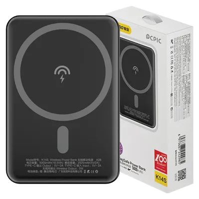 Obrázok produktu pre DUDAO wireless powerbank MagSafe 5000mAh black K14S, 5000 mAh, Bezdrôtové nabíjanie, 10 W, Čierna
