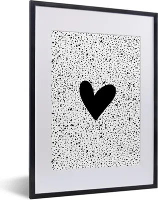 Produktbild von MuchoWow® Gerahmtes Poster Herz - Design - Weiß 30x40 cm - Poster mit Schwarzem Bilderrahmen Wandposter Rahmen Foto Bilder - Wandposter Schlafzimmer