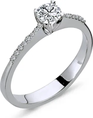 Productafbeelding van Diamantring met een enkele diamant van 0,35 karaat, gevat in 14 karaat witgoud